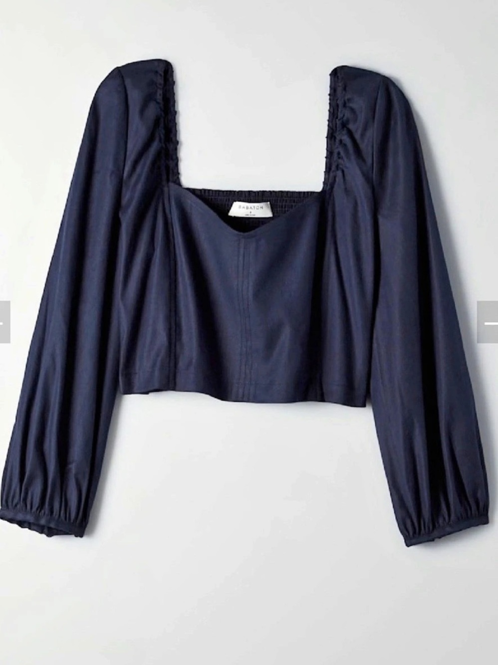 31. Aritzia Babaton Hadwyn Crop Top Pure Indigo Blue Linen Blend Size M